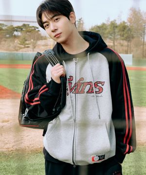 [LG트윈스x1993스튜디오] 라글란 배색 트랙 후드집업_블랙