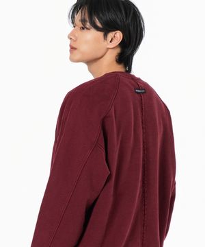 헤비 웨이트 피그먼트 나그랑 뒷절개 오버핏 맨투맨 버건디