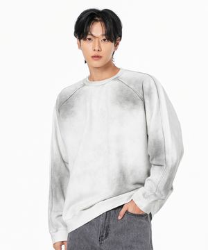 헤비 웨이트 피그먼트 나그랑 뒷절개 오버핏 맨투맨 더티그레이