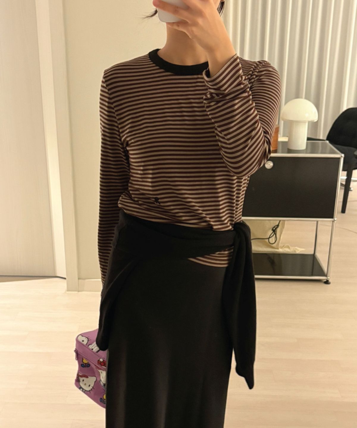 리엔드코(RIANDCO) Classic Stripe T-Shirt Brown
