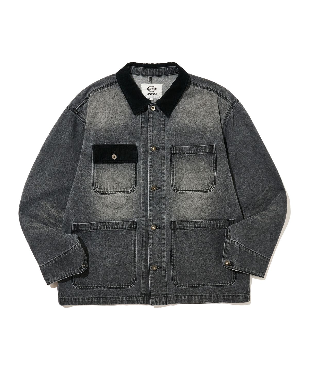 논타입(NONTYPE) WASHED DENIM WORK JACKET (WASHED BLACK)
