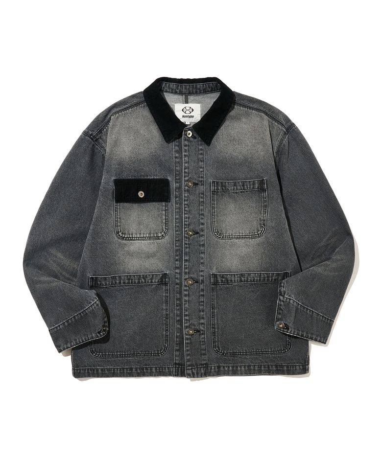 WASHED DENIM WORK JACKET (WASHED BLACK)
