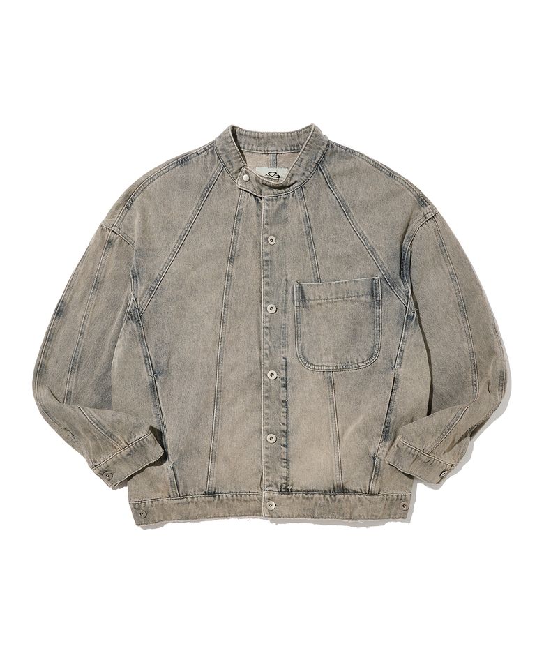 ROUNDED DENIM BIKER JACKET (VINTAGE BLUE)