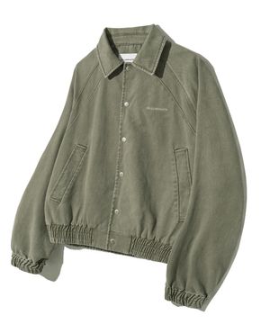 래글런 카라 데님 자켓-카키