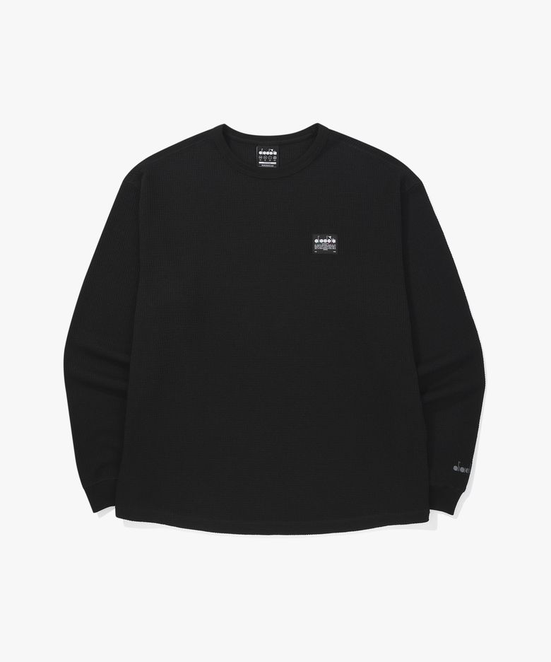와플 긴팔 티셔츠 BLACK