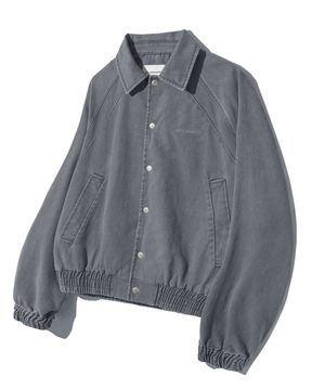 래글런 카라 데님 자켓-그레이