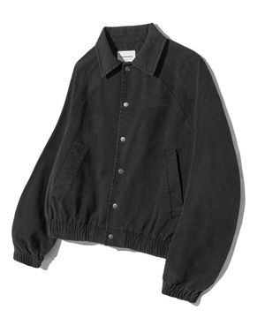 래글런 카라 데님 자켓-블랙