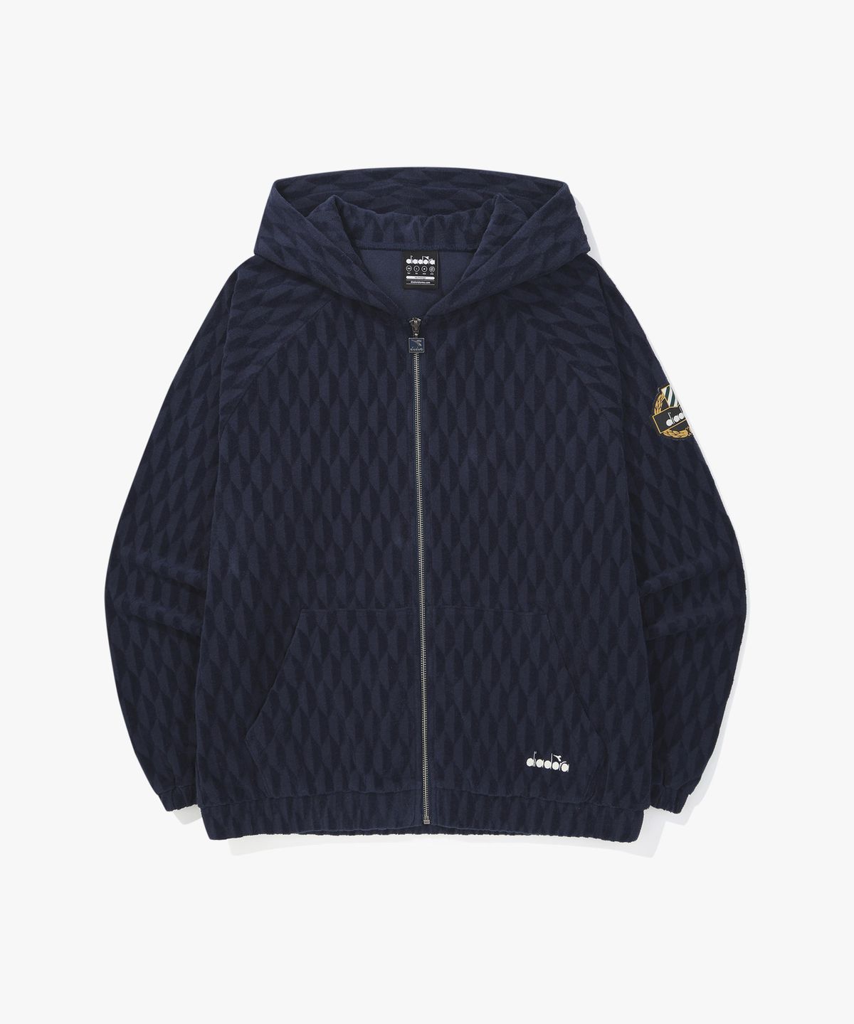 디아도라(diadora) 테리 자카드 후드집업 자켓 NAVY