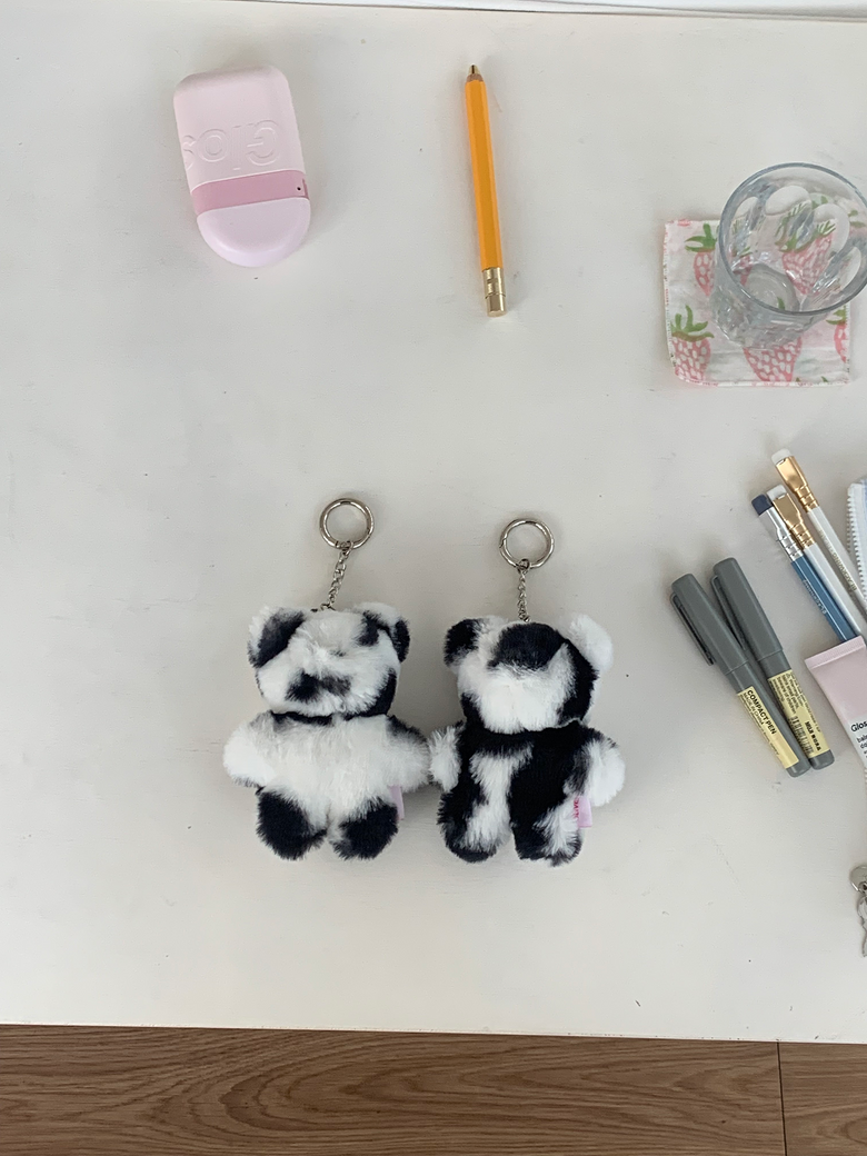 Olivet baby bear keychain (올곰이) - black & white 곰돌이 인형 키링