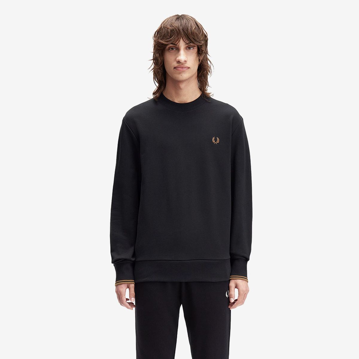 프레드페리(FRED PERRY) [Baseline] 크루넥 스웻셔츠 - 블랙/쉐이디드 스톤 AFPM2537535-S77