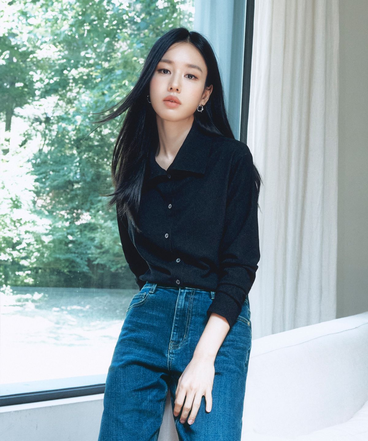셀렙샵에디션(CELEBSHOP EDITION) FW 크링클 버튼업 슬림핏 셔츠 블랙