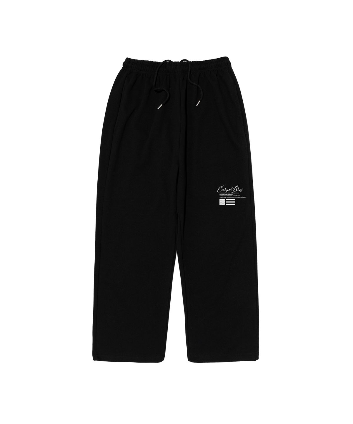 카고브로스(CARGOBROS) 레터링 세미 와이드 스웨트 팬츠 (블랙)