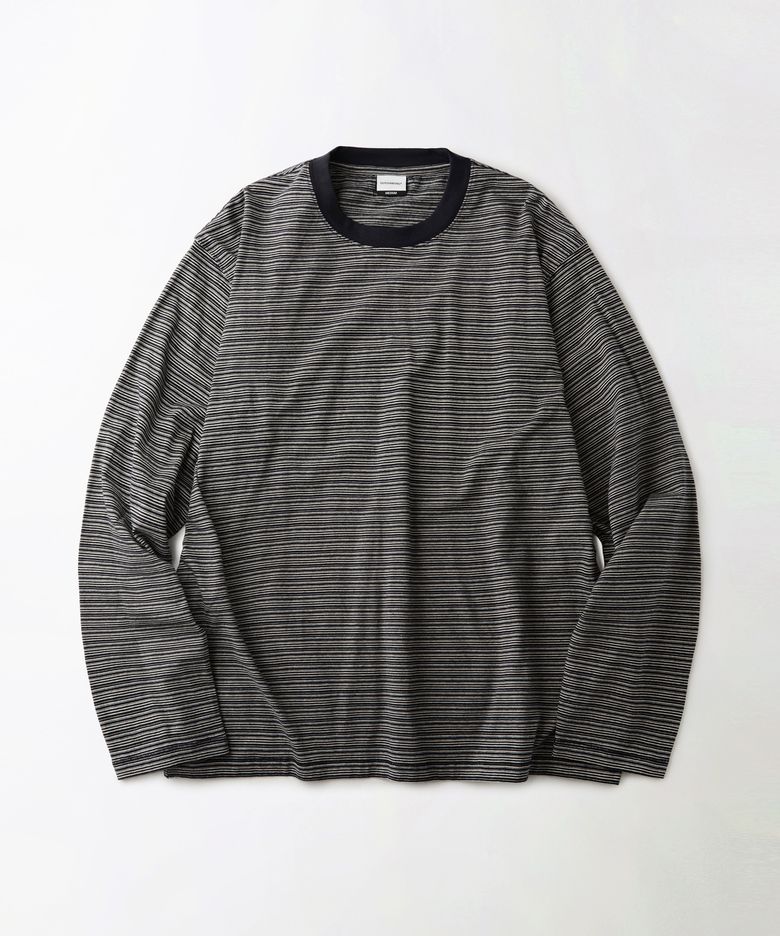 THIN STRIPE LONG SLEEVE TEE_NAVY/IVORY