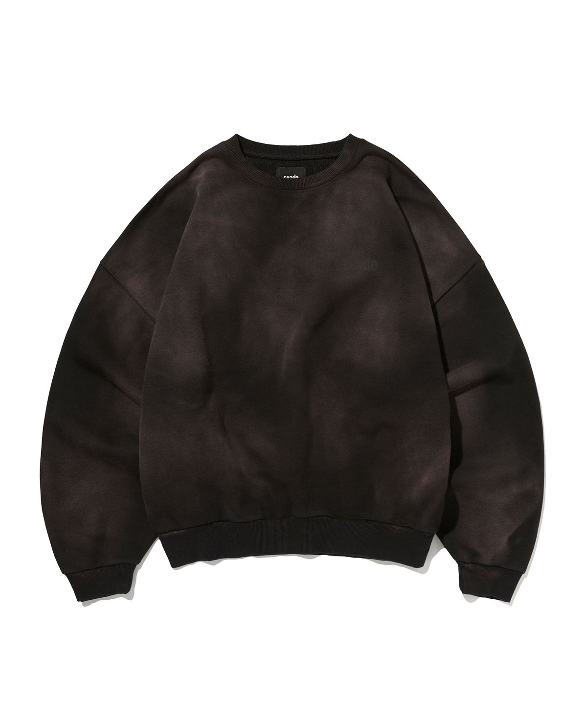 스웨이드(SUADE) CROPPED WASHED CREWNECK [DARK BLACK]