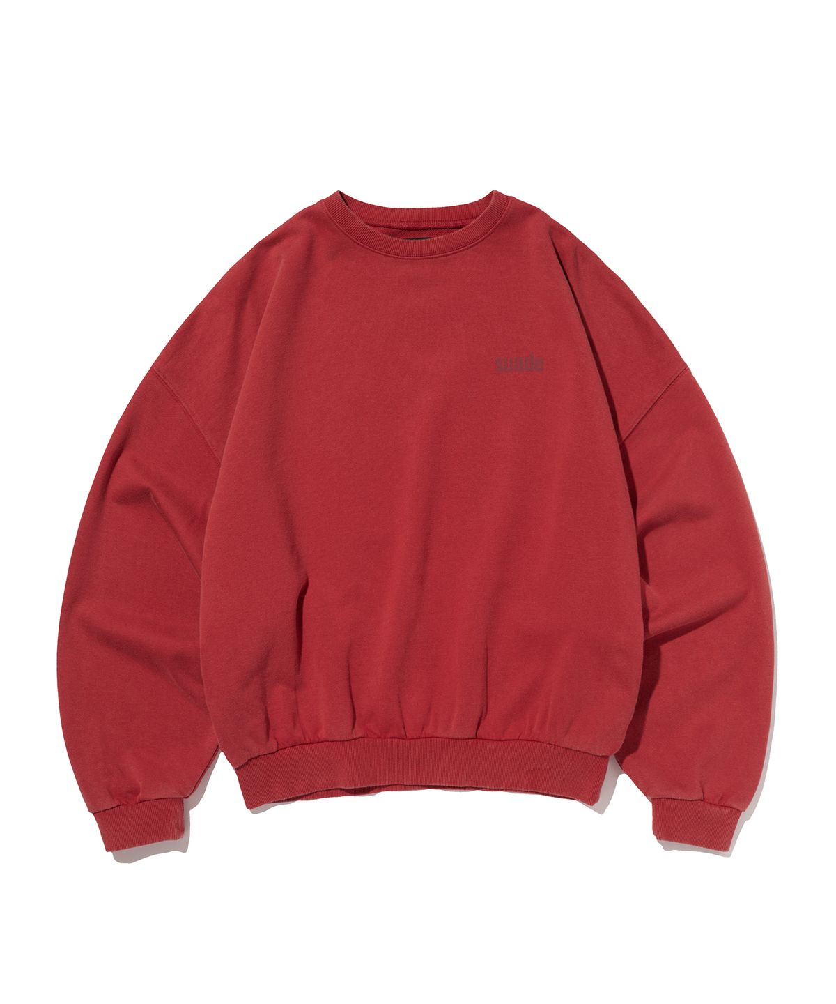스웨이드(SUADE) CROPPED WASHED CREWNECK [RED]