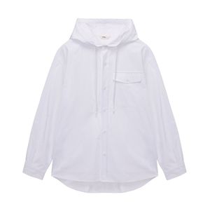 코튼 혼방 후드 셔츠 White