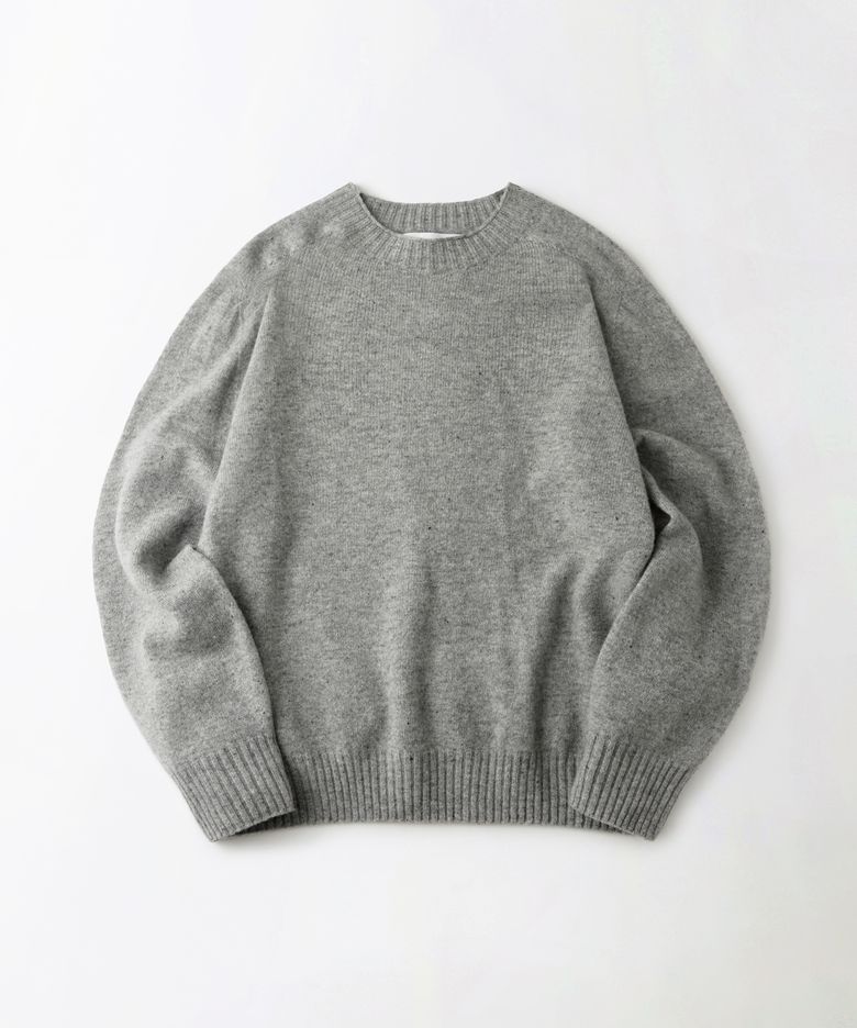 PURE WOOL WHOLEGARMENT KNIT_MELANGE GRAY