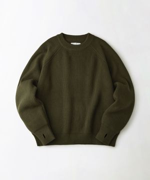 RAGLAN CREW NECK KNIT_OLIVE