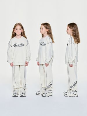 스트릿 베이직 컬러 스티치 맨투맨세트 NY (Cream)