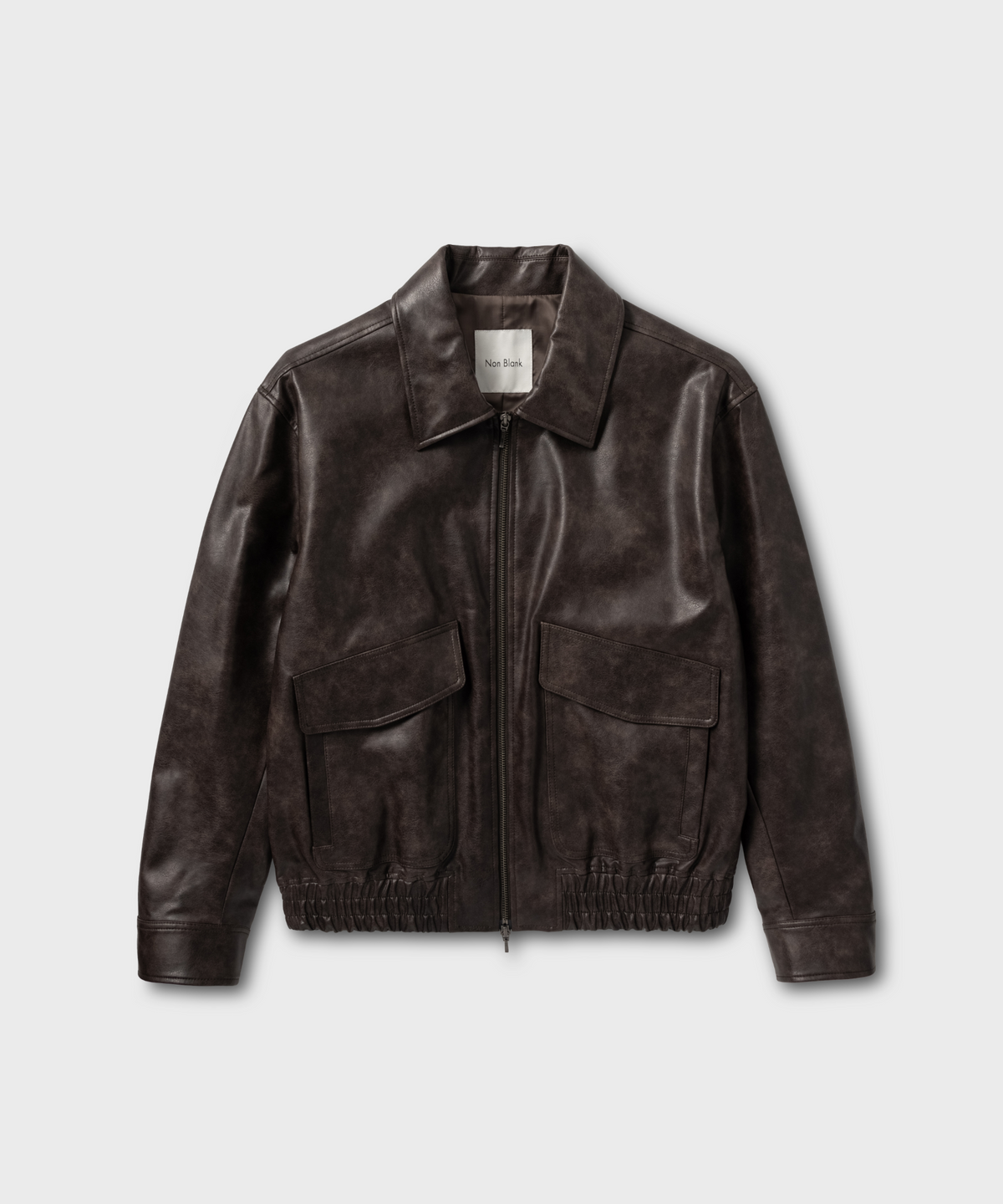 넌블랭크(NONBLANK) 비건 레더 블루종_DARK BROWN