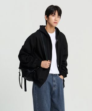 2-WAY 베이직 이중지 후드집업 (Black)