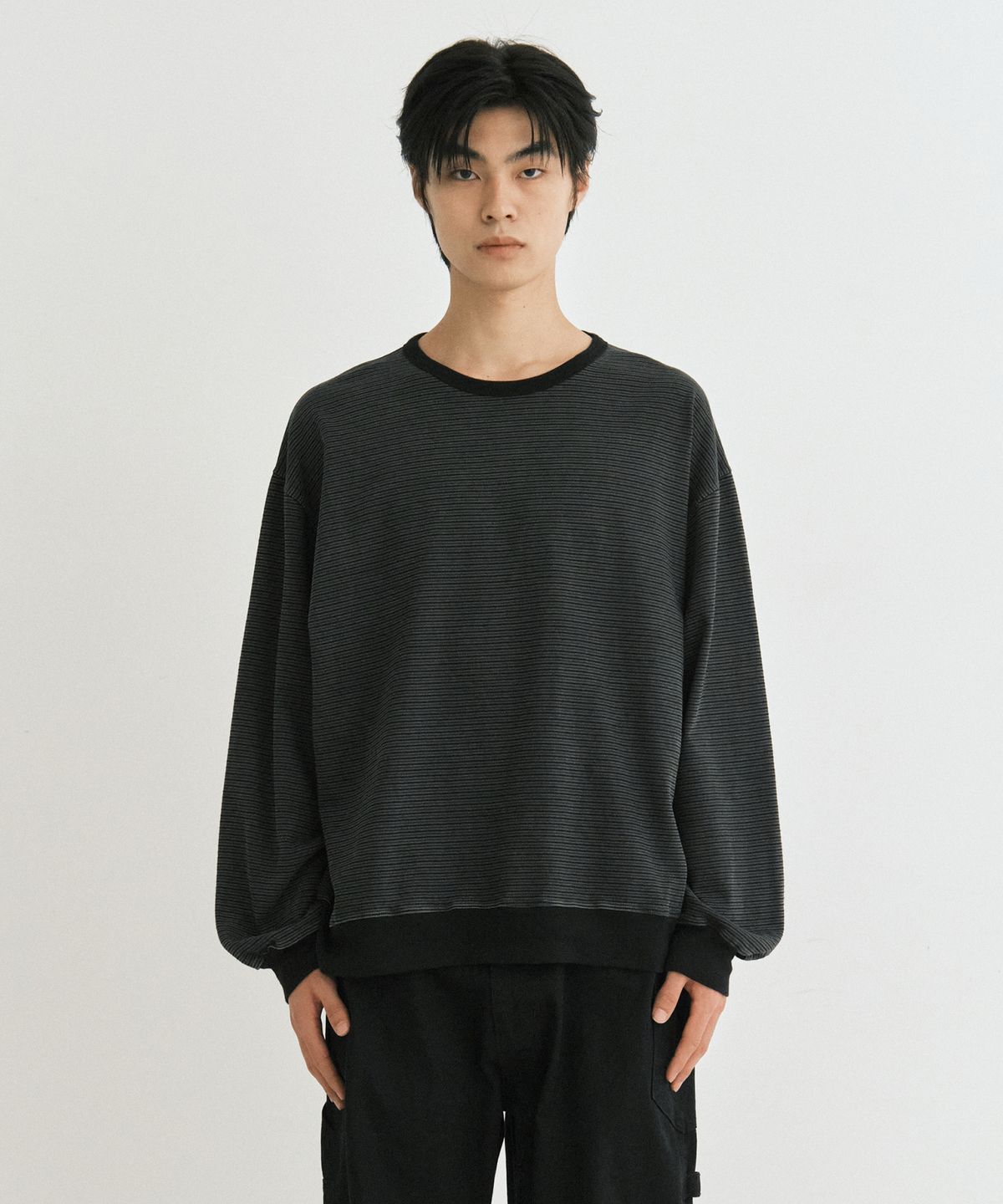 엔도어(ENDOOR) Vintage stripe sweatshirt (vtg black)