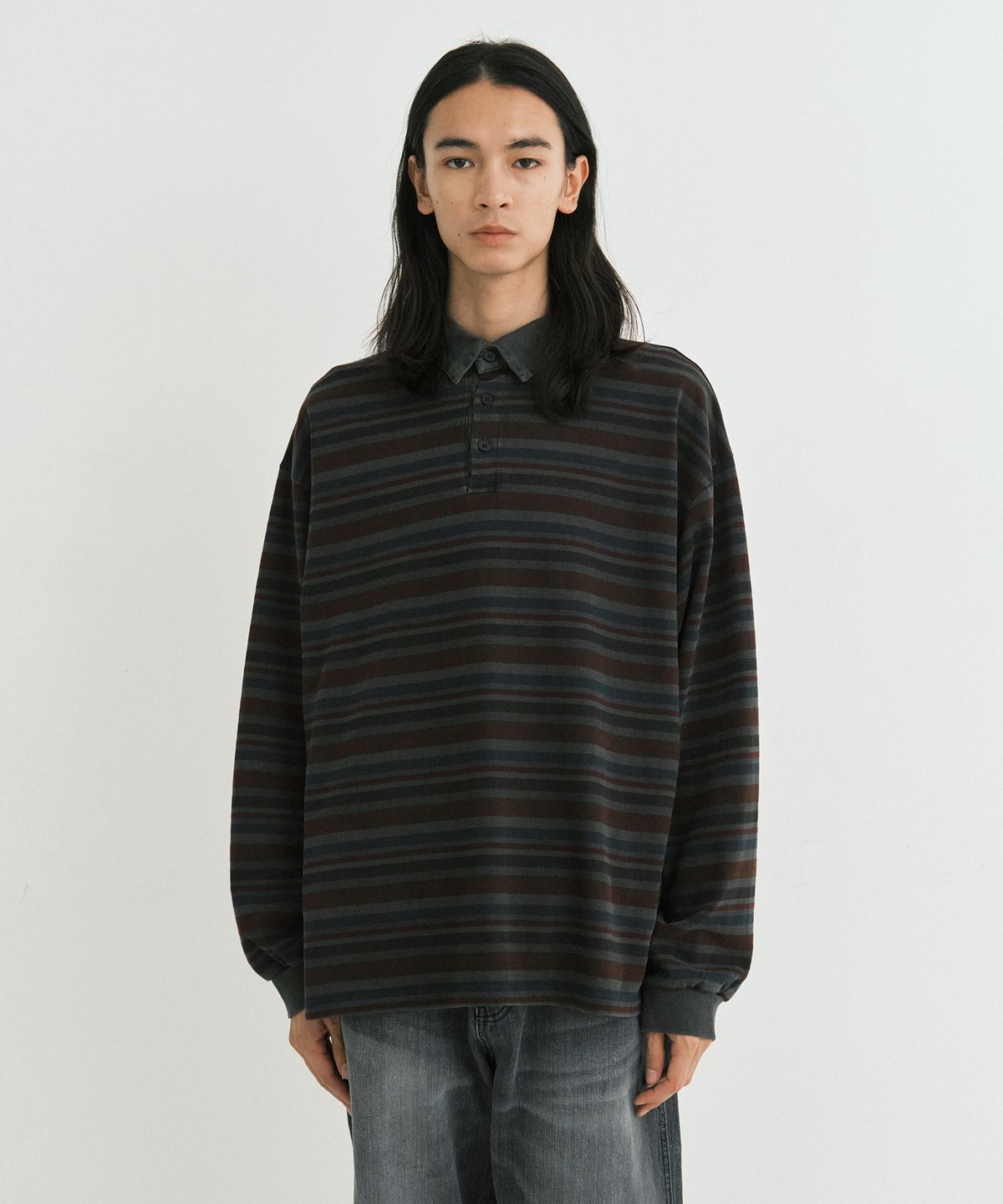 엔도어(ENDOOR) Vtg Evening stripe polo shirt (vtg burgundy)