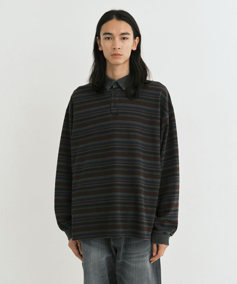 Vtg Evening stripe polo shirt (vtg burgundy)