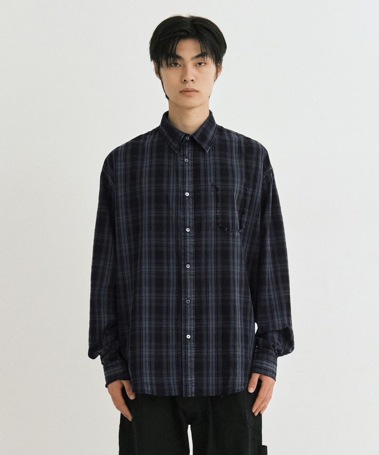 Old days vtg check shirt (vtg navy)