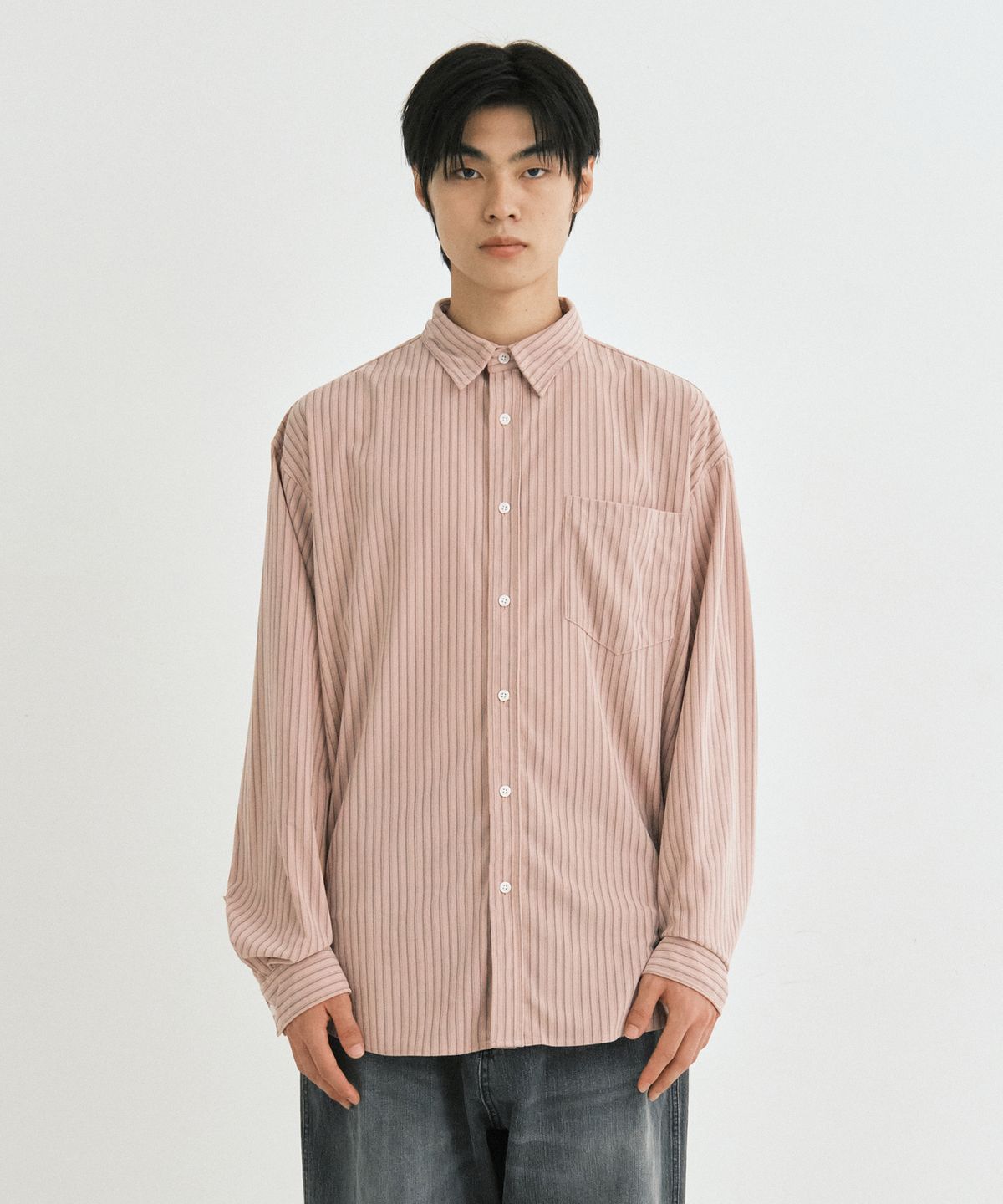 엔도어(ENDOOR) Corduroy stripe shirt (pink stripe)