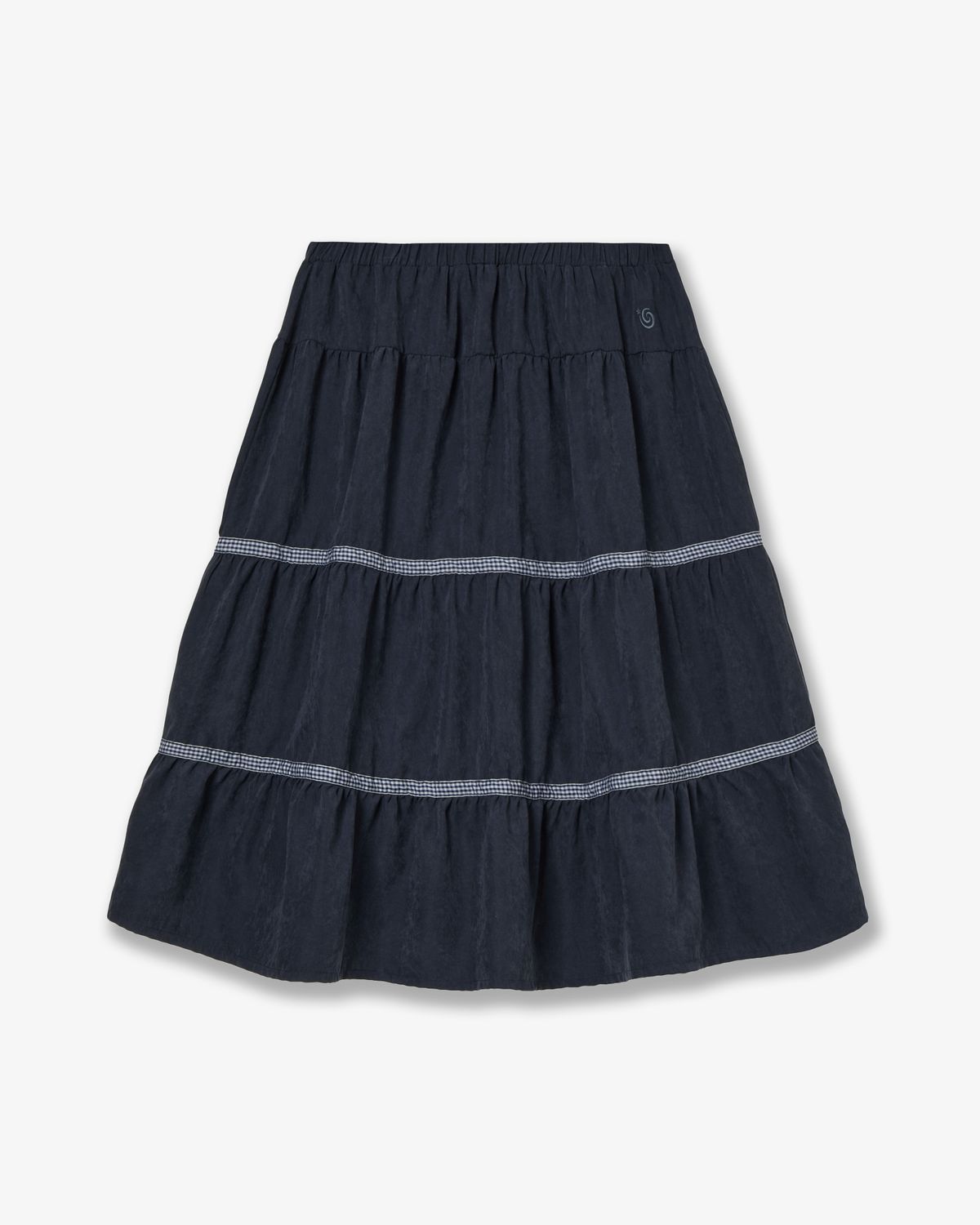 에이이에이이(AEAE) CHECK MIDI TIERED SKIRT [NAVY]