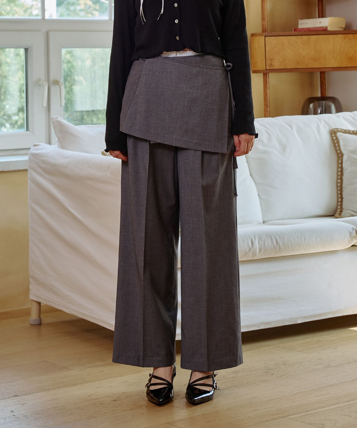 아리킴(ARIKIM) MOON NIGHT WRAP SKIRT / CHARCOAL