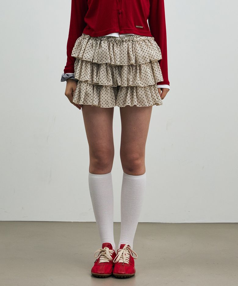MINI HEART CANCAN SKIRT PANTS / BEIGE