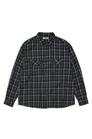 DEINET RAW CUT CHECK SHIRTS IN BLACK