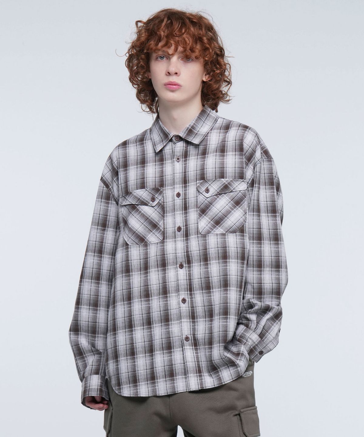 아웃도어 프로덕츠(OUTDOOR PRODUCTS) BASIC TWO POCKET CHECK SHIRT (BROWN)