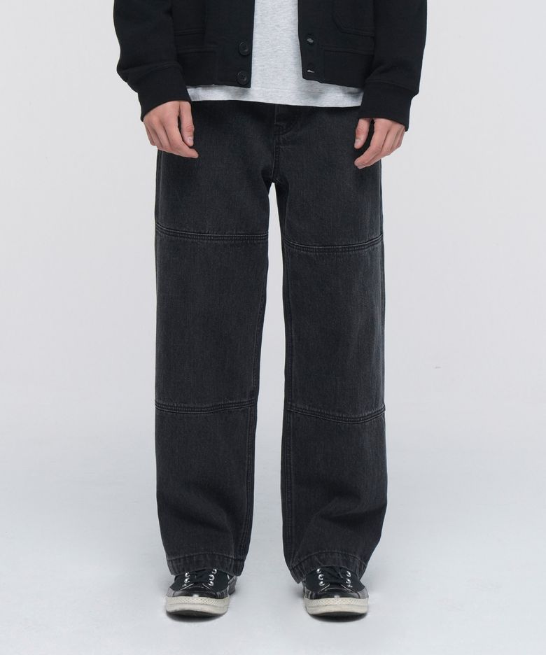 DENIM DOUBLE KNEE PANTS (GRAY)