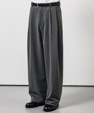 투턱 와이드 슬랙스 그레이