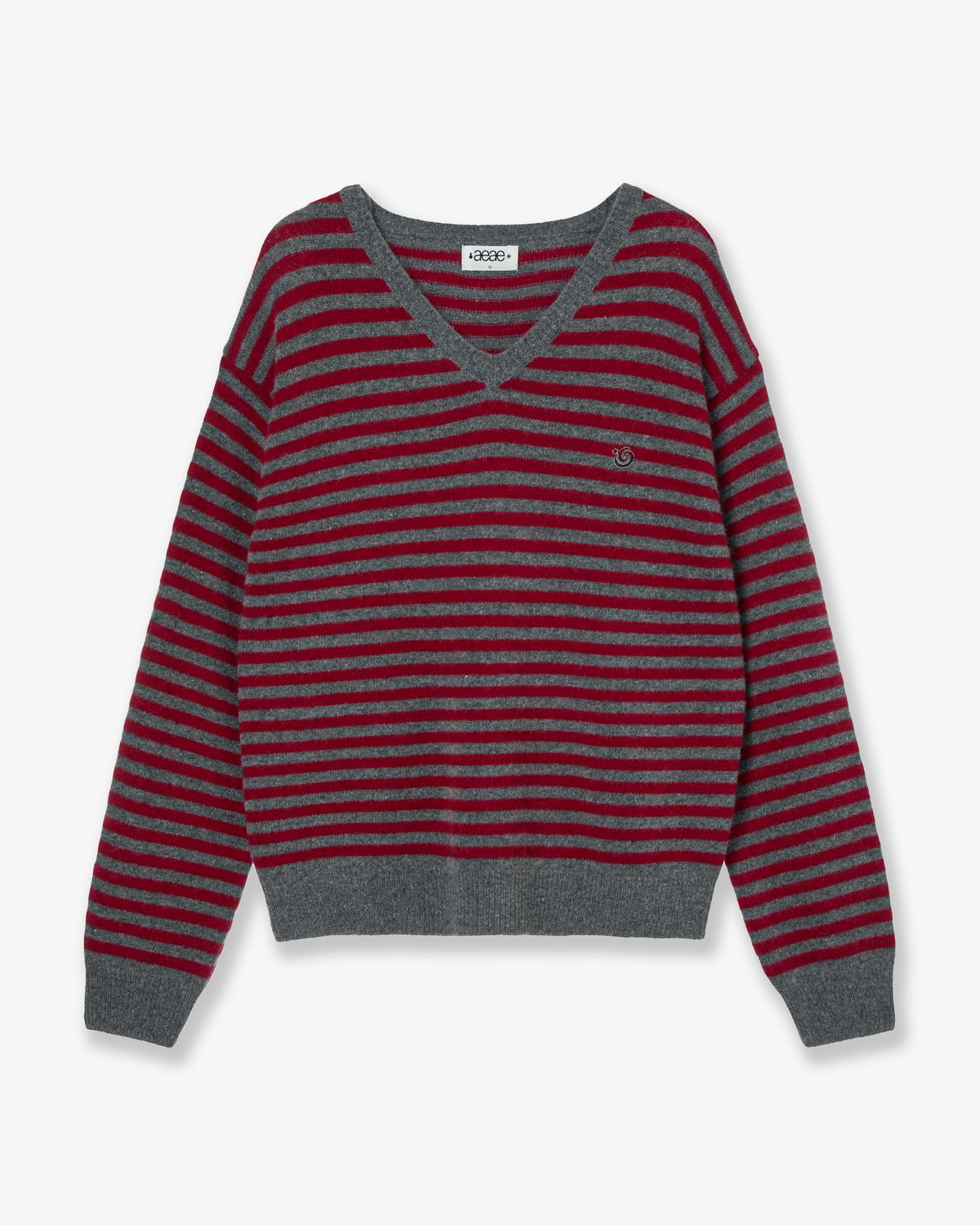 에이이에이이(AEAE) STRIPE V-NECK KNIT PULLOVER [GREY]