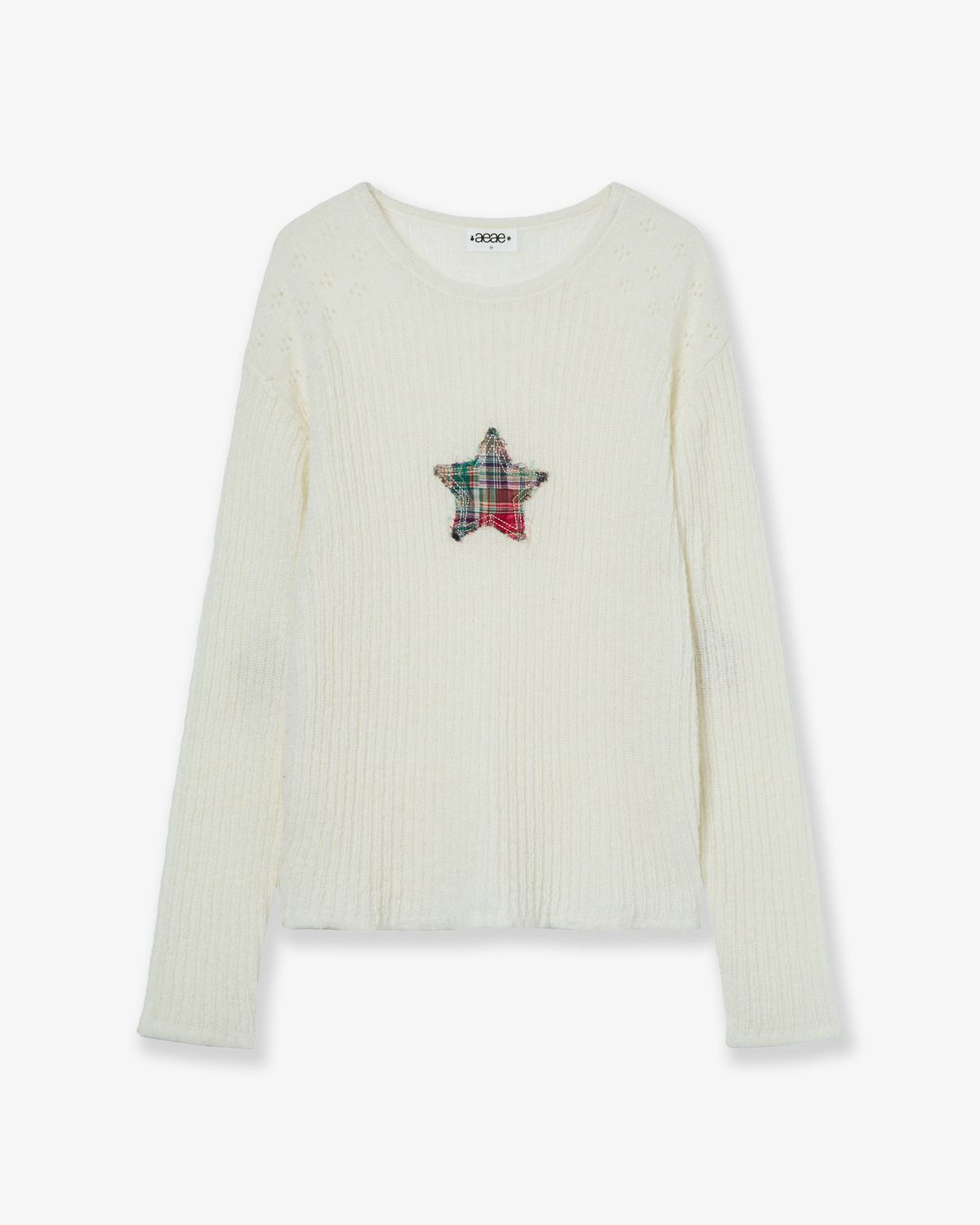 에이이에이이(AEAE) SHEER APPLIQUE KNIT [IVORY]