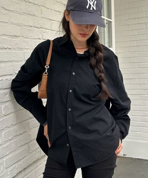 오버사이즈드 에센셜 셔츠-블랙