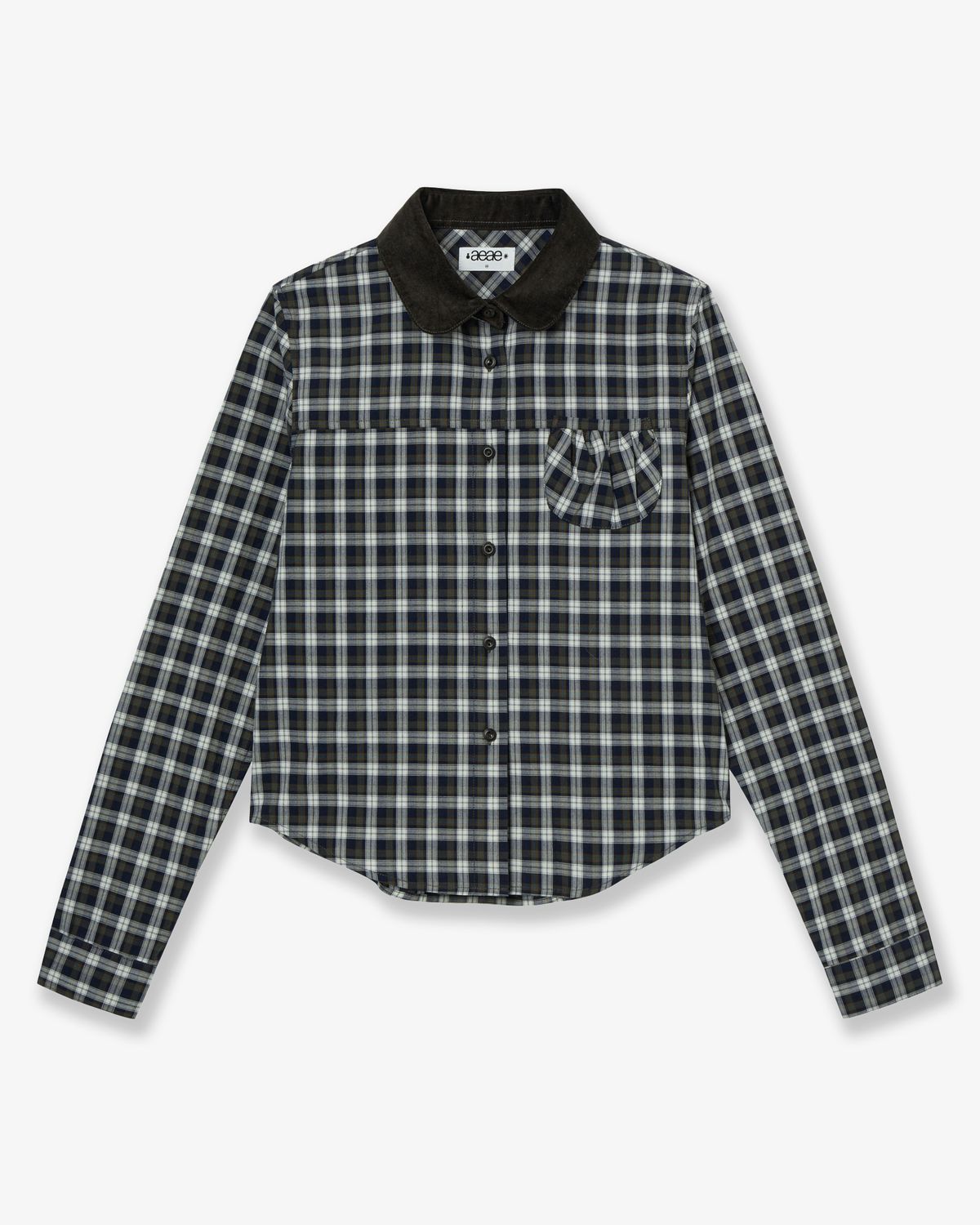 에이이에이이(AEAE) ROUND POCKET CHECK SHIRTS [BLACK]