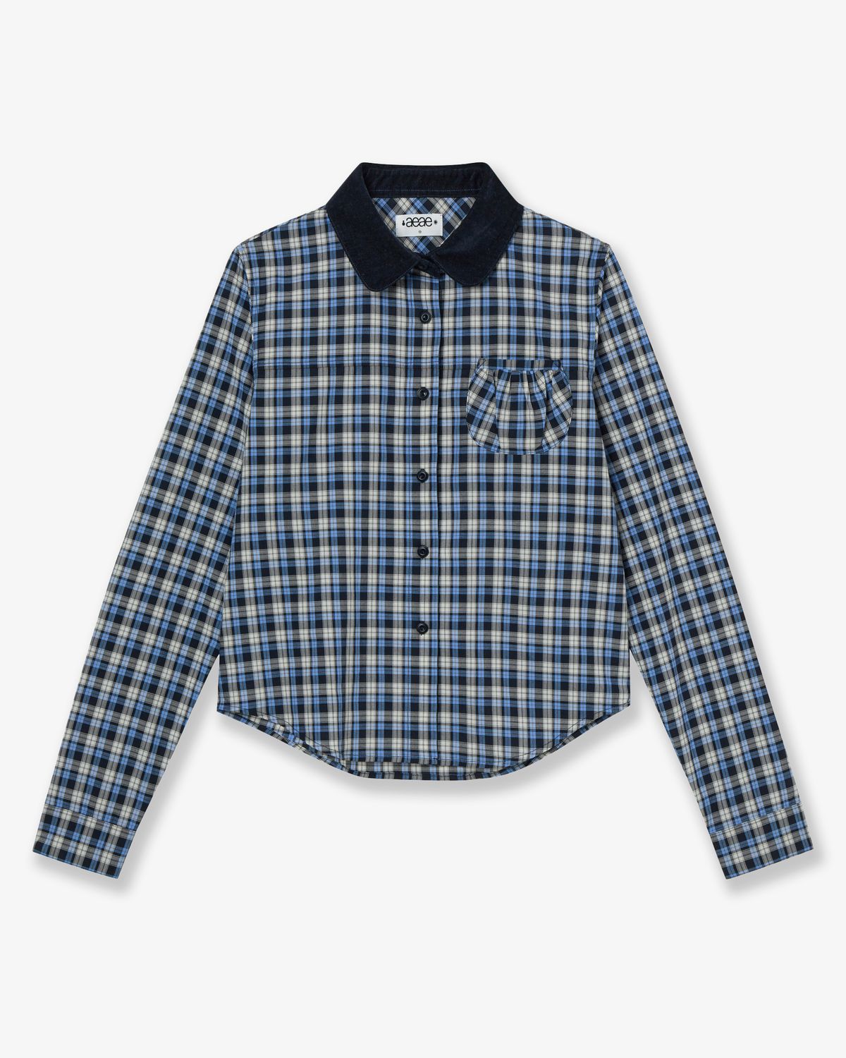 에이이에이이(AEAE) ROUND POCKET CHECK SHIRTS [BLUE]
