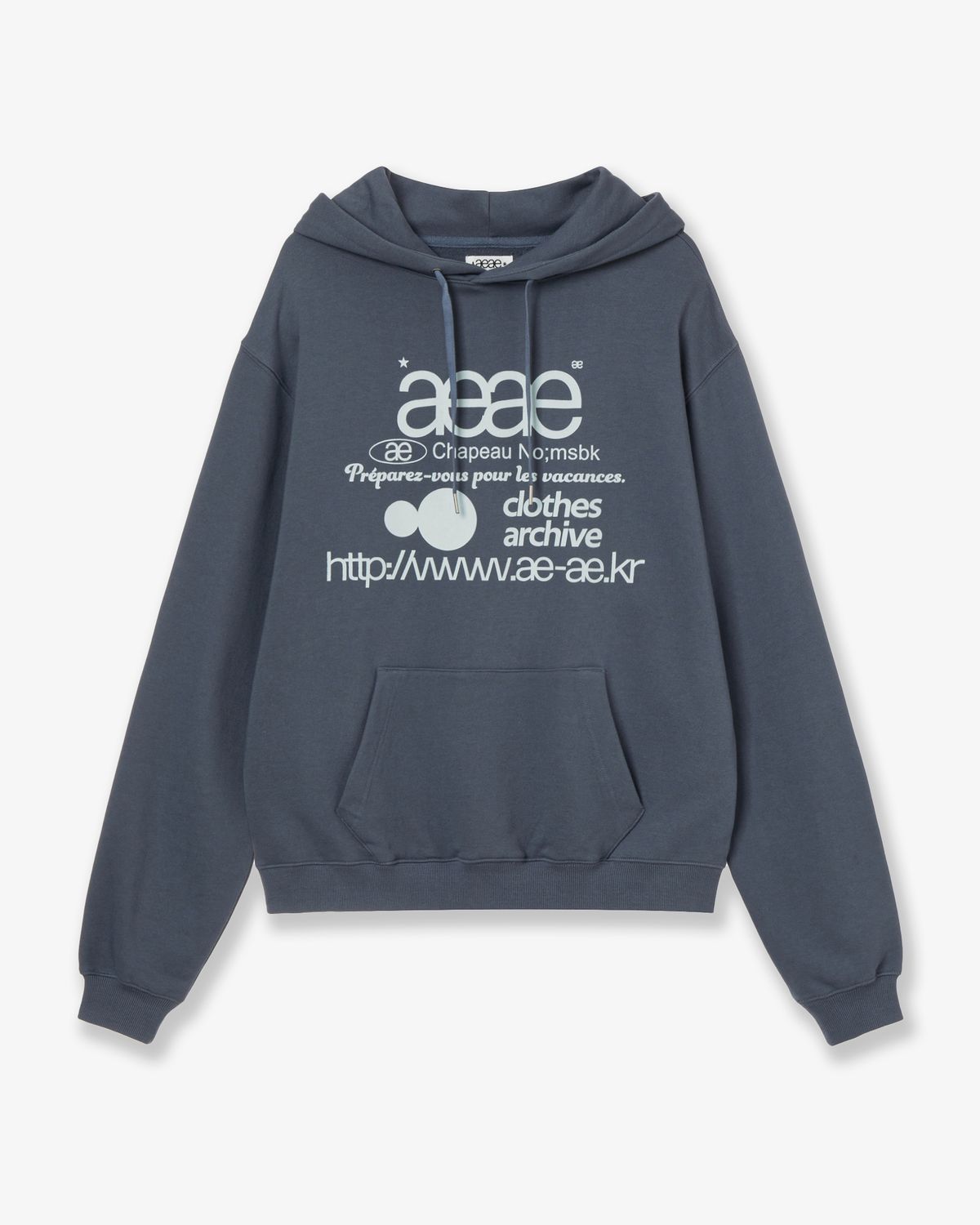 에이이에이이(AEAE) WEB LOGO LOOSED HOODIE [ASH BLUE]