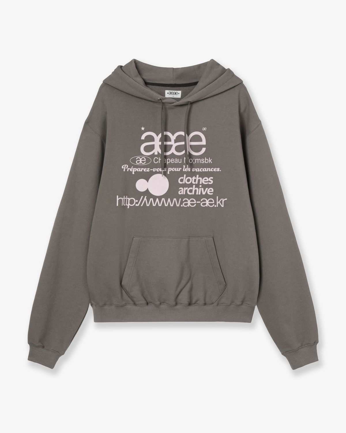 에이이에이이(AEAE) WEB LOGO LOOSED HOODIE [TAUPE]