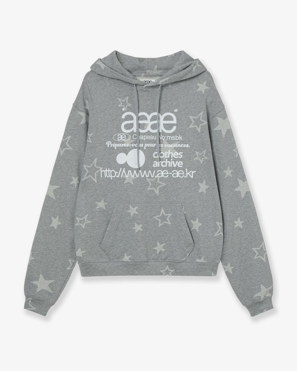 에이이에이이(AEAE) WEB LOGO STAR LOOSED HOODIE [GREY]