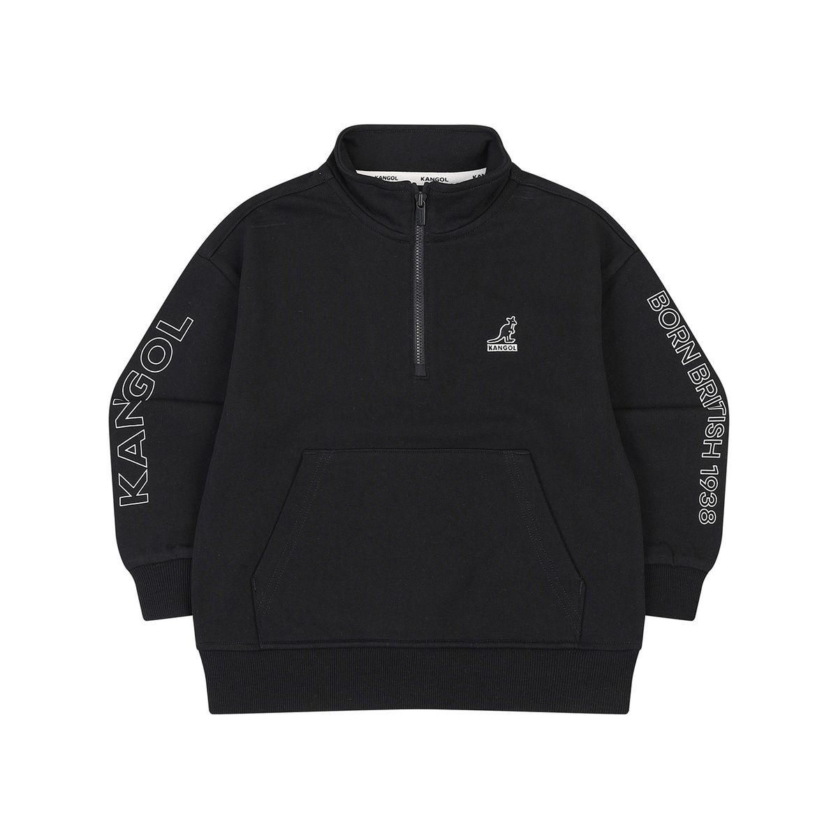 캉골키즈(KANGOL KIDS) 레터링 포인트 하프 집업 스웻셔츠 RC 0207 블랙