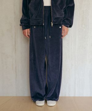 벨벳 투웨이 밴딩팬츠-네이비