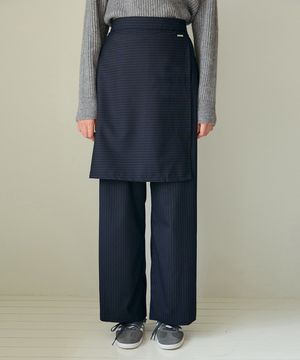 핀스트라이프 레이어링 슬랙스-네이비