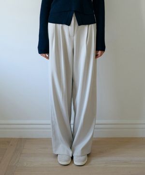 벨트링 투핀턱 슬랙스-애쉬크림