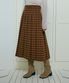 체크 플리츠 롱 스커트-브라운